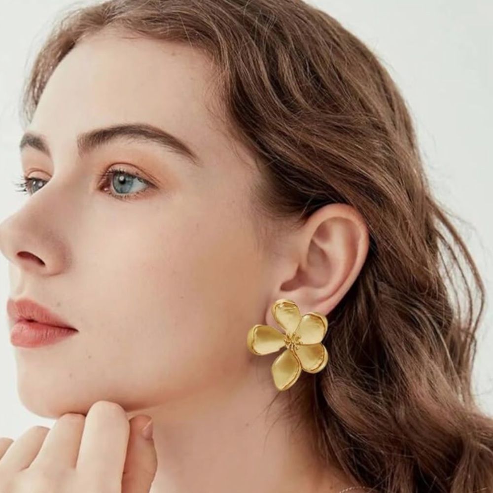 Anthropologie Gold Flower Earrings